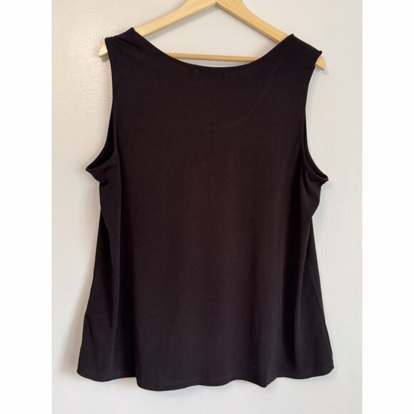 Susan Graver Liquid Knit Sleeveless Top Sz 20W Black Minimalist Neutral Classic - Picture 6 of 7
